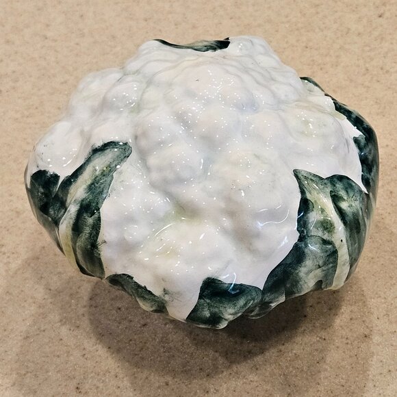 VINTAGE HANDPAINTED CERAMIC CAULIFLOWER MAJOLICA DECOR DISPLAY ART VIETRI ITALY - Picture 1 of 8